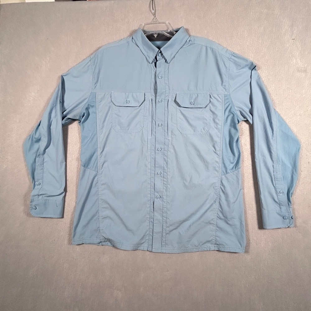 Kuhl Airspeed Shirt Mens XL Blue Solid Long Sleeve Vented Hiking Trail Button Up
